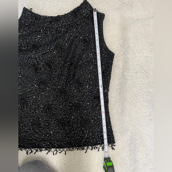 Vintage wool beaded sequin zip up sleeveless top with cowled neckline detail - Picture 9 of 10